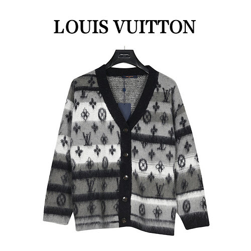 Cardigan LVLouis Vuitton 23Fw presbite in mohair a righe sfumate