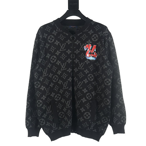 Giacca cardigan con cerniera con stampa graffiti presbiti jacquard LV 23Fw