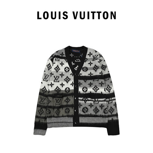 Cardigan LV Louis Vuitton 23FW in lana mohair su tutta la superficie