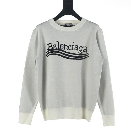 Maglione girocollo in jacquard con lettere screziate a onde Balenciaga BLCG 23Fw