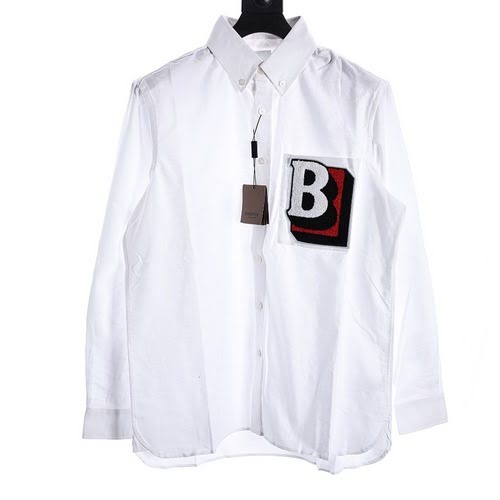 Camicia a maniche lunghe ricamata con asciugamano BBR con lettera tridimensionale B