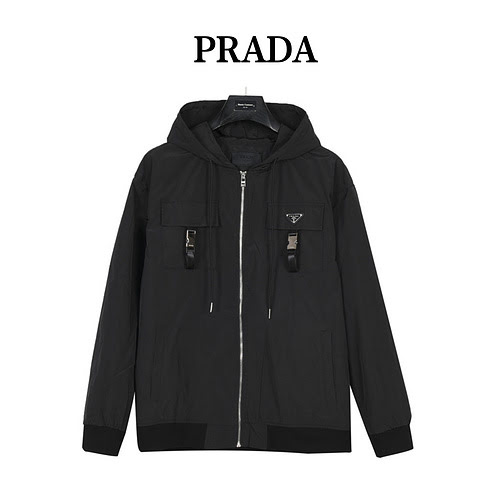 PradaGiacca funzionale con cappuccio Prada 23Fw metal lock