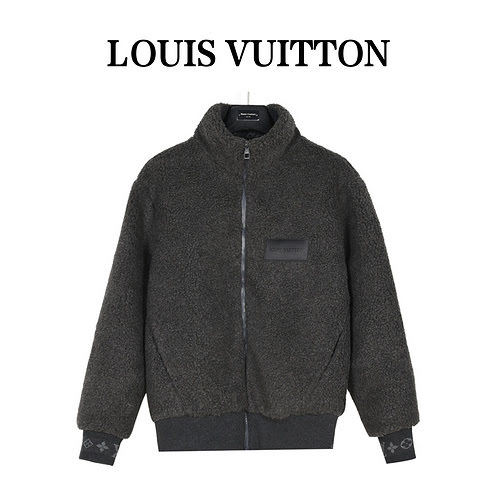 Giacca tecnica sherpa LVLouis Vuitton 23Fw con etichetta in pelle