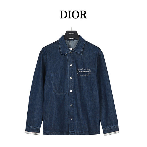 CDDior 23Fw giacca camicia in denim da ragazza con pittura a olio