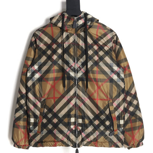 Giacca BBR Burberry 23FW in cotone a quadri geometrici con cappuccio