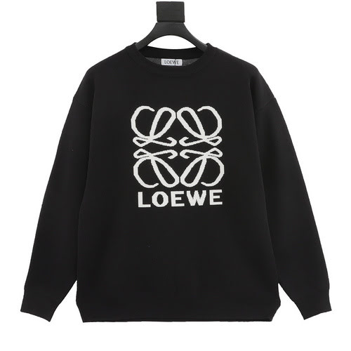 Maglione LoeweLuo Yiwei 23ss girocollo con grande logo ricamato sul petto