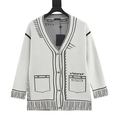 Maglione cardigan con disegno bidimensionale 1V 23Fw