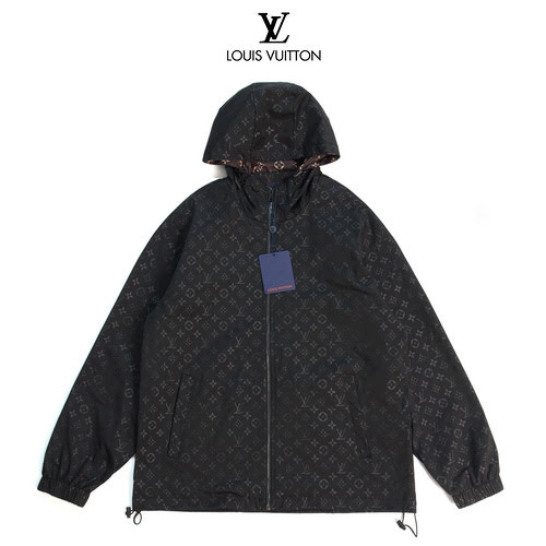 LVLouis Vuitton Giacca e giacca con cappuccio con motivo scuro jacquard stampato all-over