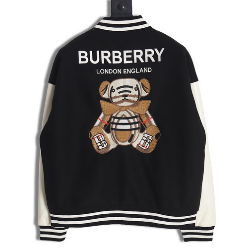 BBRBurberry classica giacca da baseball con logo orsetto ricamato