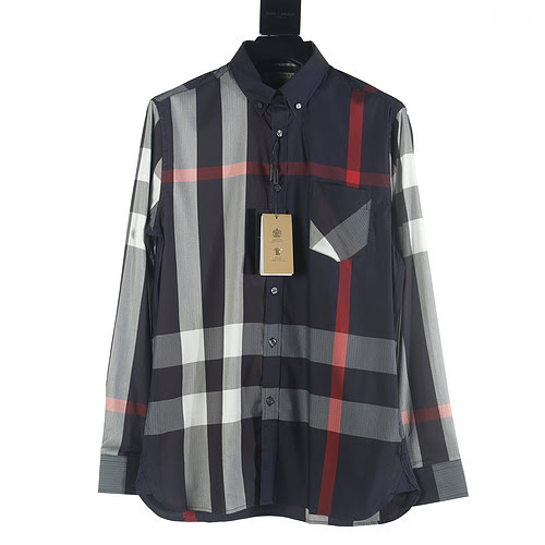 Camicia Burberry BBR 23Fw classica a maniche lunghe a quadri larghi