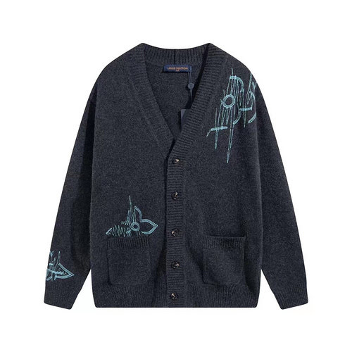 Nuovo cardigan ricamato in lana FREQUENCY di LV Louis 2023FW