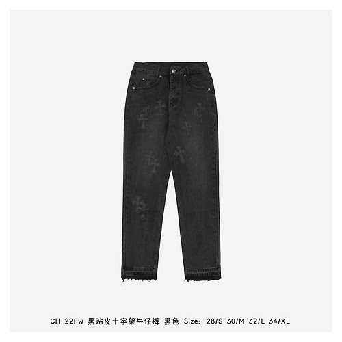 CH 22Fw jeans incrociati in pelle neranero