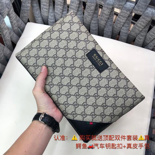 Pochette da uomo GUCC realizzata in pelle bovina originale importata, borsa regalo di alta qualità, 