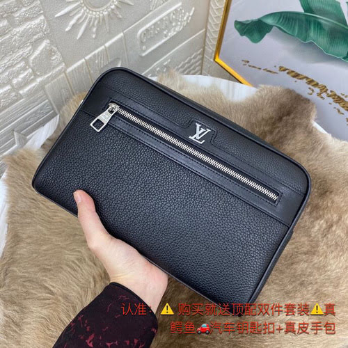 Pochette da uomo LL realizzata in pelle bovina originale importata, borsa regalo di alta qualità, di