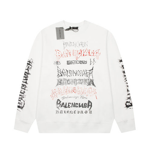 Top Balenciaga felpa girocollo con lettera sanscrita bianca