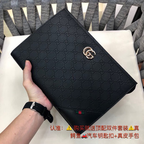 Pochette da uomo GUCC realizzata in pelle bovina originale importata, borsa regalo di alta qualità, 