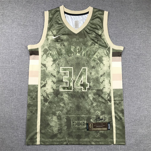 Maglia gialla versione MVP della stagione 2223 di Bucks No 34 Antetokounmpo