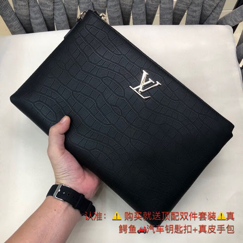 Pochette da uomo LL realizzata in pelle bovina originale importata, borsa regalo di alta qualità, di