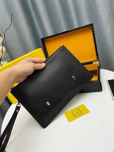 Pochette da uomo FENDI realizzata in pelle bovina originale importata, borsa regalo di alta qualità,