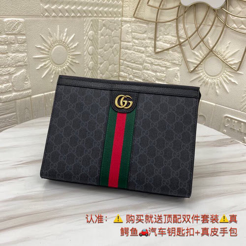 Pochette da uomo GUCC realizzata in pelle bovina originale importata, borsa regalo di alta qualità, 