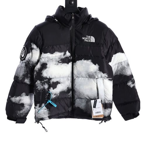 TNF tie-dye printing Logo1992 series 30th anniversary special zipper hooded 700-puff down jacket