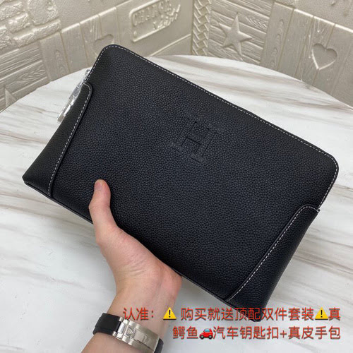 Pochette da uomo Hermès realizzata in pelle bovina originale importata, borsa regalo di alta qualità