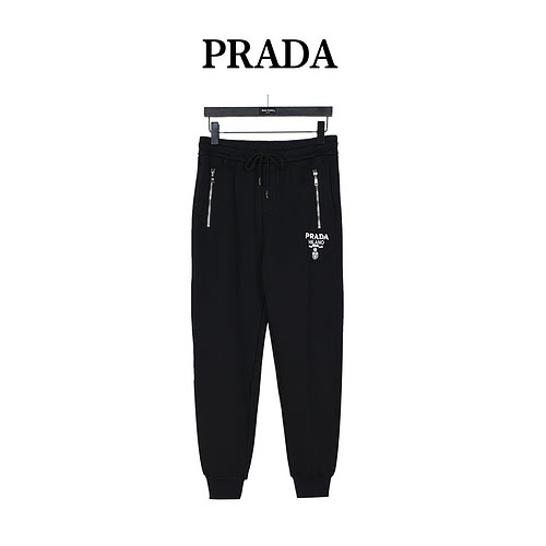 Pra*da/Prada logo embroidery and triangle logo nylon pocket plus velvet leggings trousers