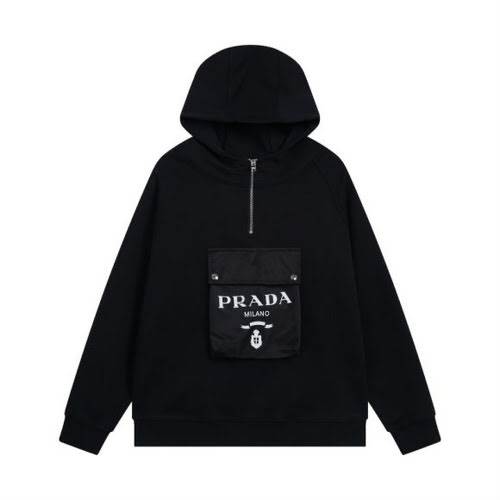 PRADA Prada SS23 autunno e inverno felpa con cappuccio con cerniera logo triangolo tasca in metallo 