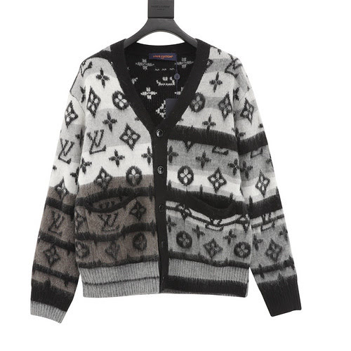 1V 23FW all over printed mohair wool cardigan
