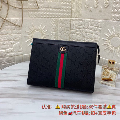 Pochette da uomo GUCC realizzata in pelle bovina originale importata, borsa regalo di alta qualità, 