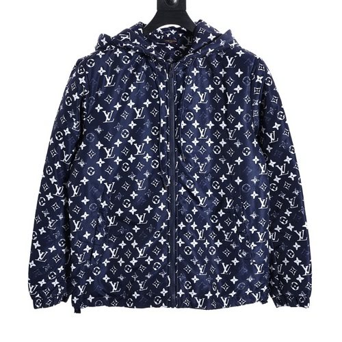 LV all over printed presbyopia hooded cotton coat