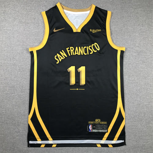 Maglia Warriors No 11 Thompson nera 24a stagione City Edition