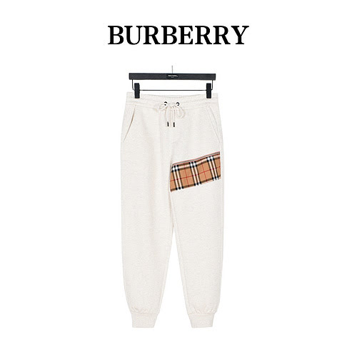 BBR/Burberry classic plaid patchwork cotton trousers