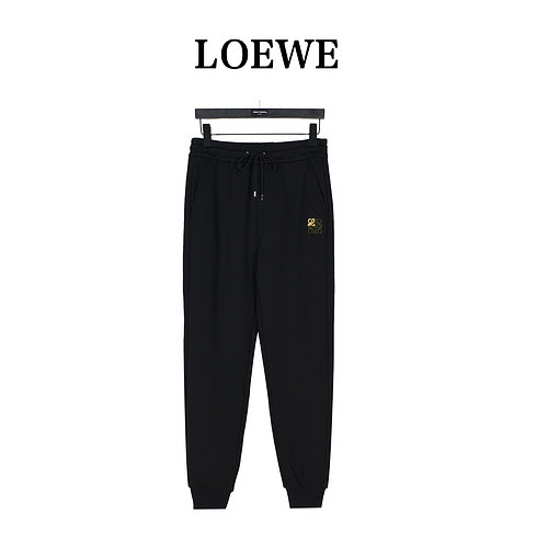 Loe*we/Loewewe logo embroidered and leather pocket embossed plus velvet leggings trousers
