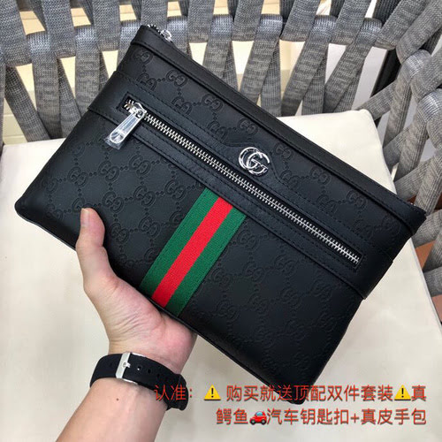 Pochette da uomo GUCC realizzata in pelle bovina originale importata, borsa regalo di alta qualità, 