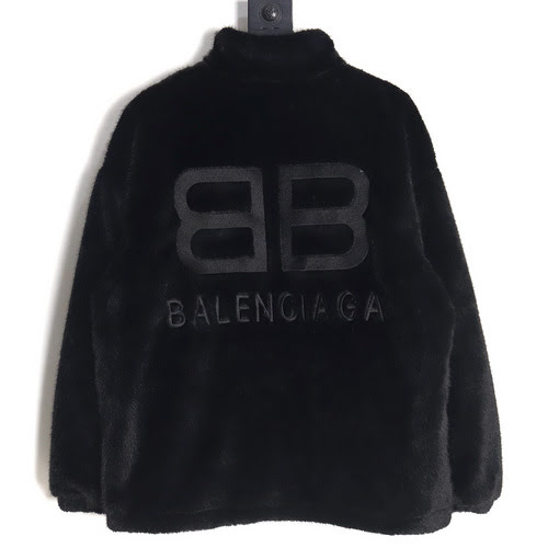 Balenciaga BLCG23AW giacca in pelle lana ecologica con doppia lettera B