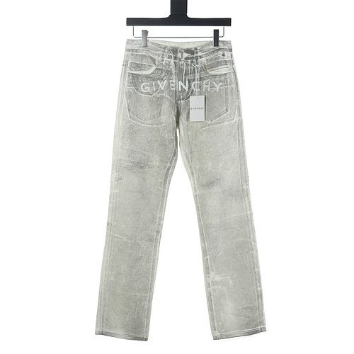 Jeans Givenchy GVC 23FW lavato e riflettente effetto invecchiato