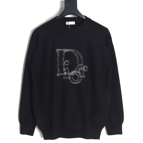 Maglione lavorato a maglia con logo grande ricamato CDDior 23Fw