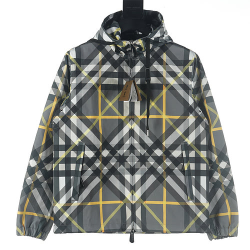 Giacca Burberry BBR 23FW a quadri incrociati con cappuccio