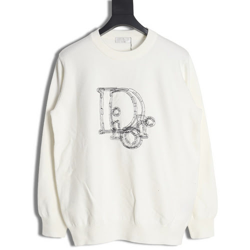 Maglione lavorato a maglia con logo grande ricamato CDDior 23Fw