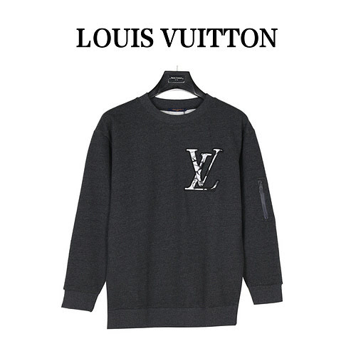 Maglia girocollo in cotone con felpa in pile ricamata LVLouis Vuitton 23Fw