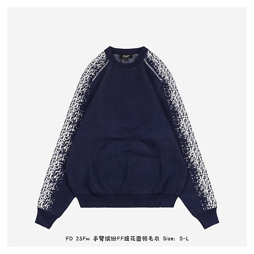 FD 23Fw maglione girocollo jacquard con braccio colorato