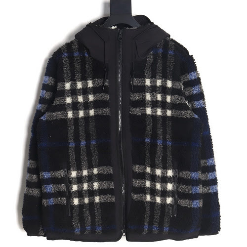 Burberry BBR 22FW Giacca con cappuccio in agnello scozzese Teddy