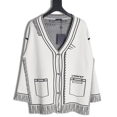 Maglione cardigan con disegno bidimensionale LVLouis Vuitton 23Fw