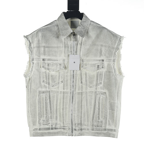 Gilet in denim riflettente effetto invecchiato e lavato Givenchy GVC 23FW