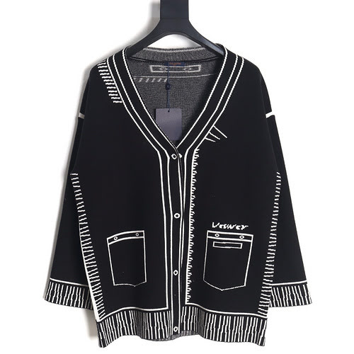 Maglione cardigan con disegno bidimensionale LVLouis Vuitton 23Fw