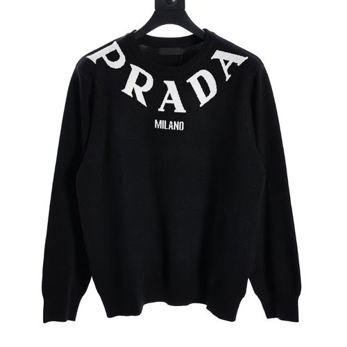 Maglia jacquard tridimensionale serie PRADA con collana sul petto e lettere