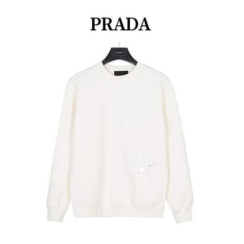 PradaFelpa girocollo Prada 23Fw con tasca logo triangolo