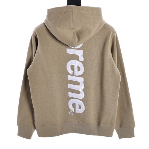 Supreme FW23 WEEK8 FELPA CON CAPPUCCIO SATIN APPLIQUE felpa con cappuccio con logo lettera verticale