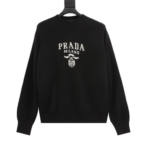 Maglione Prada PRD 23FW girocollo in jacquard sul petto